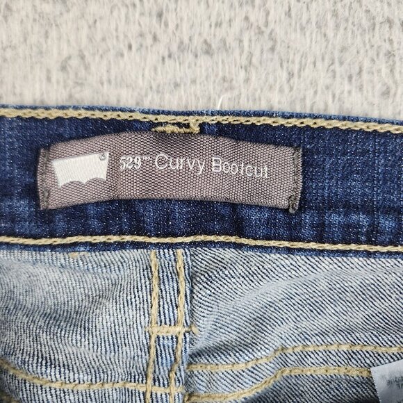 Levis Jeans Women 29 (26x31) Blue Curvy Bootcut 529 Stretch Dark Low Rise Ladies - Picture 8 of 10